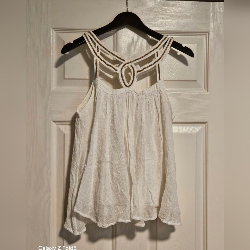 Altar'd State Cream Sleeveless Smocked Blouse